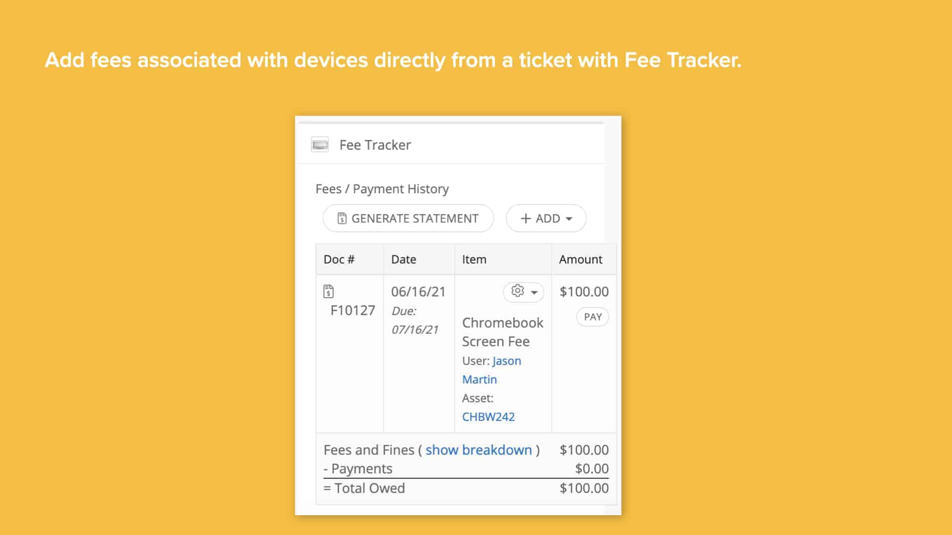 Fee Tracker - Incident IQ