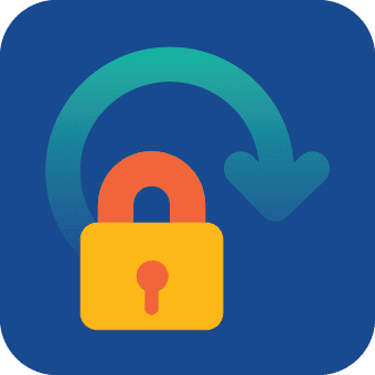 Icon of lock with rounded arrow circling around it