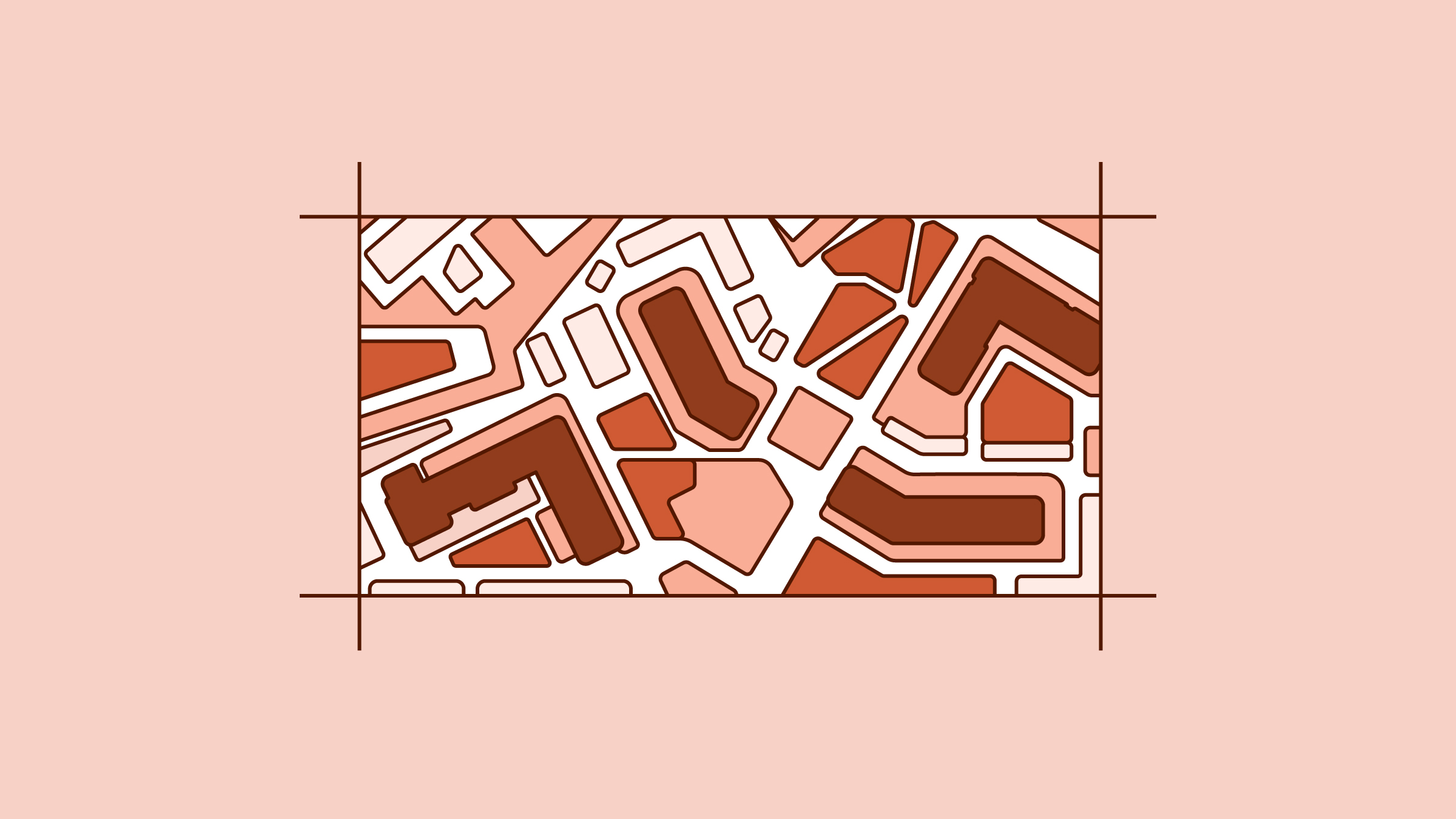 Abstract map-style layout representing school facilities planning and campus organization