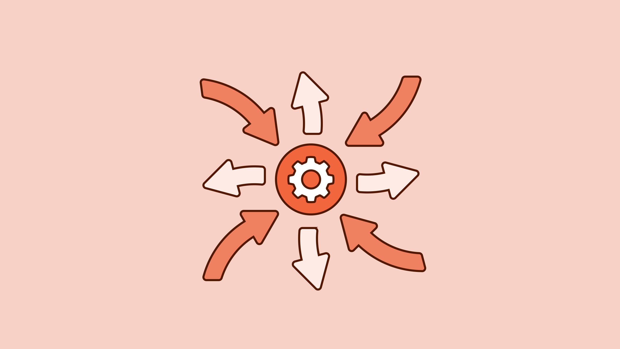 Single source of truth illustration with arrows pointing toward a central gear representing connected facilities data