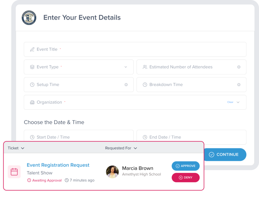Event details screen