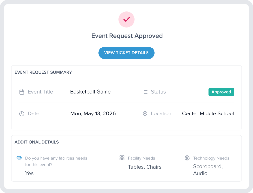 Event approval screen