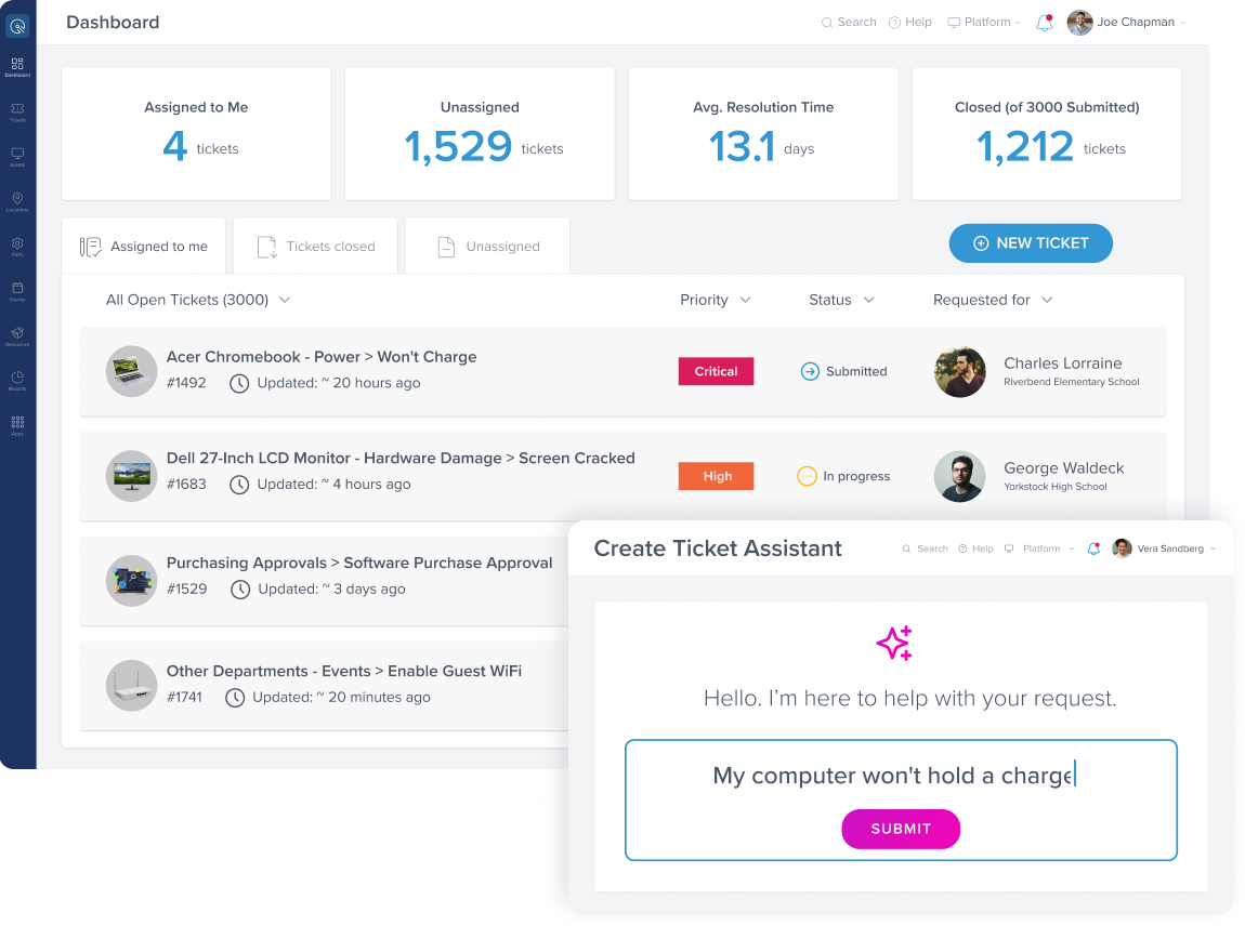 AI-powered support: Simple for teachers. Strategic clarity for IT.