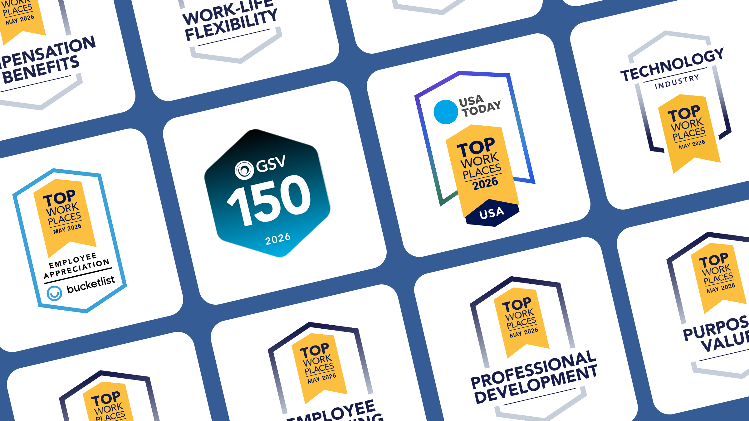 A collection of award logos naming Incident IQ "Top Places To Work" in 2026