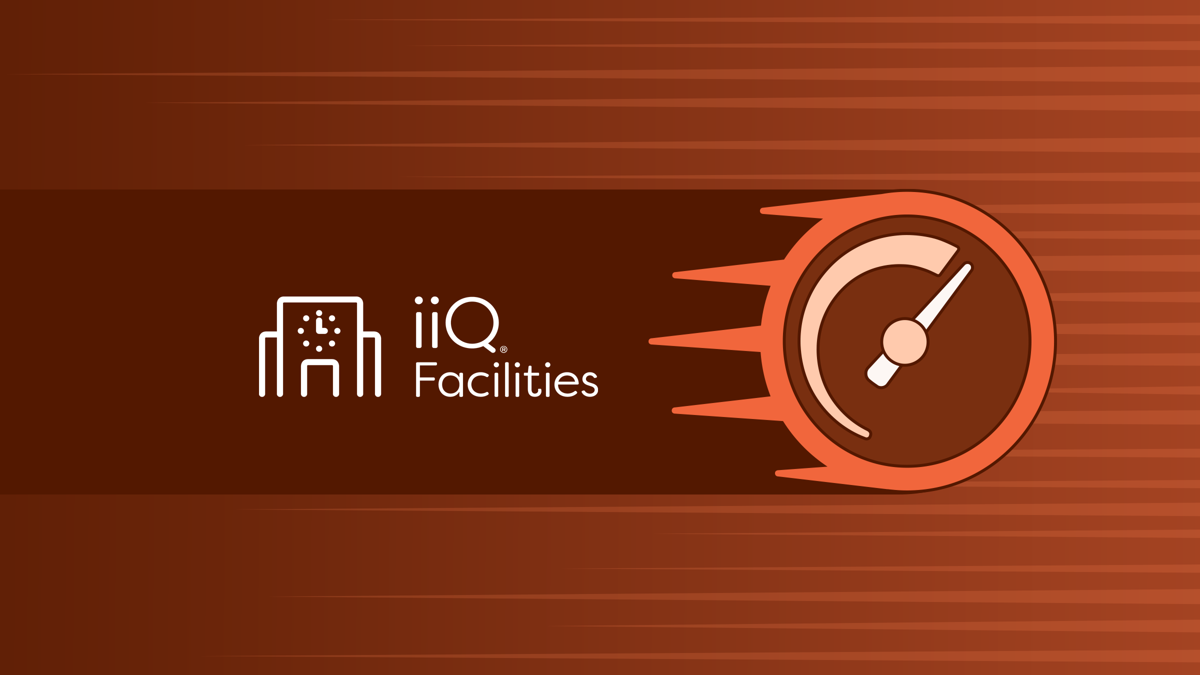 iiQ Facilities Velocity graphic featuring a speedometer icon representing faster school facilities management workflows.